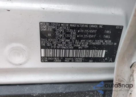 2022 Toyota Rav4 Le z USA, uszkodzony, nr VIN 2T3F1RFVXNW263968